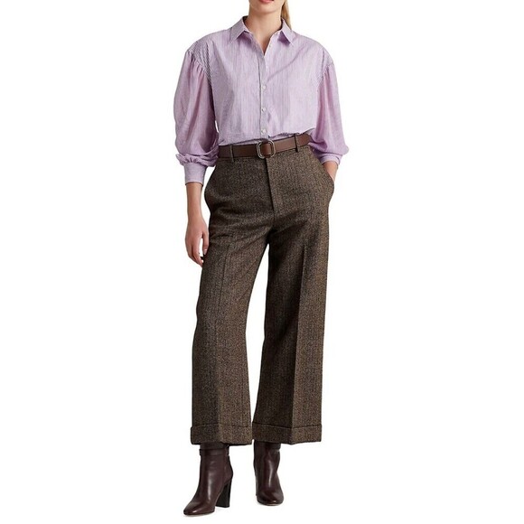 Lauren Ralph Lauren Tops - Lauren Ralph Lauren Women's Striped Broadcloth Button Down Shirt Lavender  XL